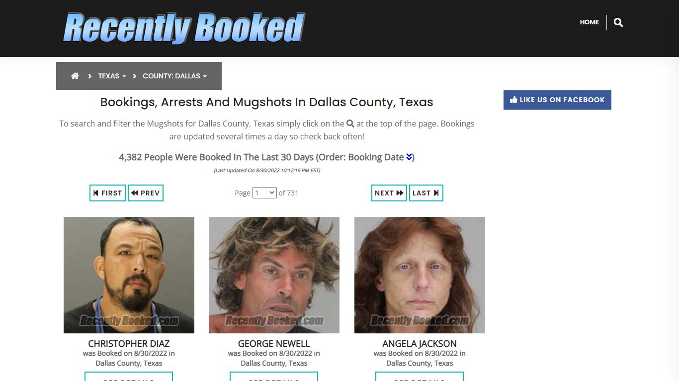 Recent bookings, Arrests, Mugshots in Dallas County, Texas